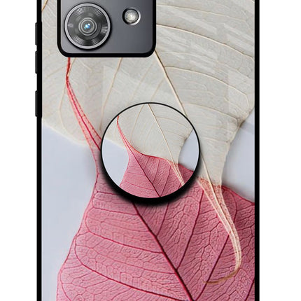 White Pink Leaf Moto Edge 40 Neo Pop Case by Casekaro