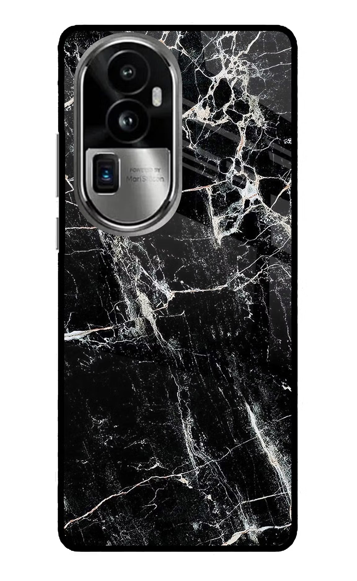 Black Marble Texture Oppo Reno10 Pro+ 5G Glass Case Back Cover by Casekaro