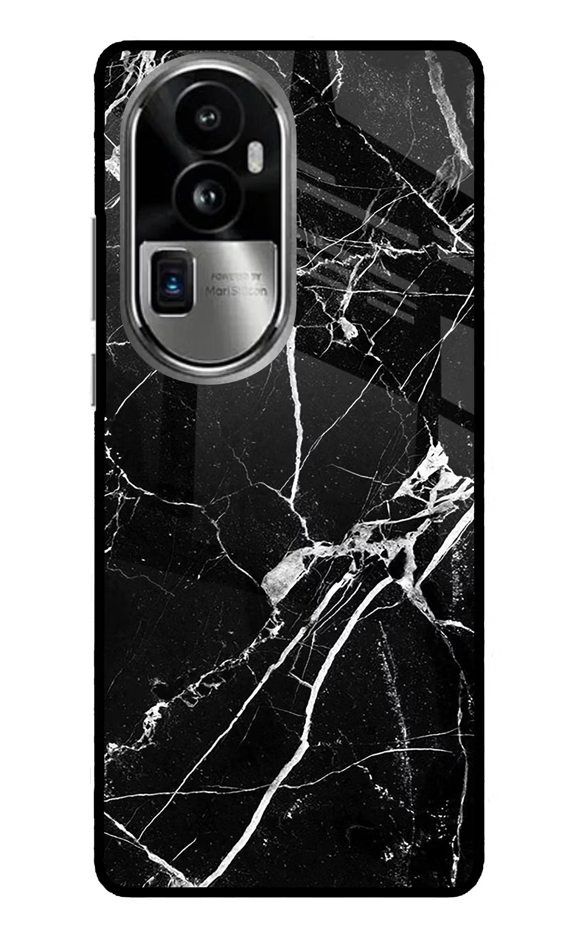 Black Marble Pattern Oppo Reno10 Pro+ 5G Glass Case Back Cover by Casekaro
