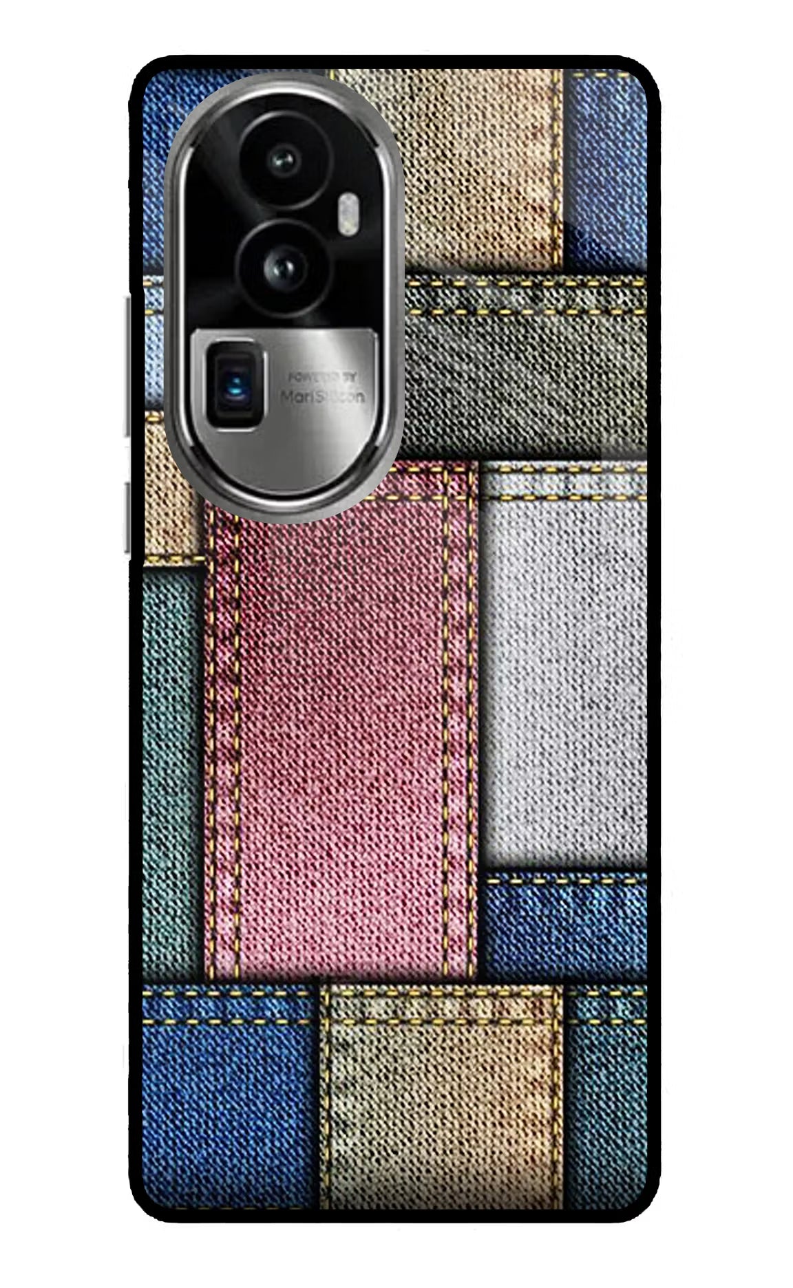 Multicolor Jeans Oppo Reno10 Pro+ 5G Glass Case Back Cover by Casekaro