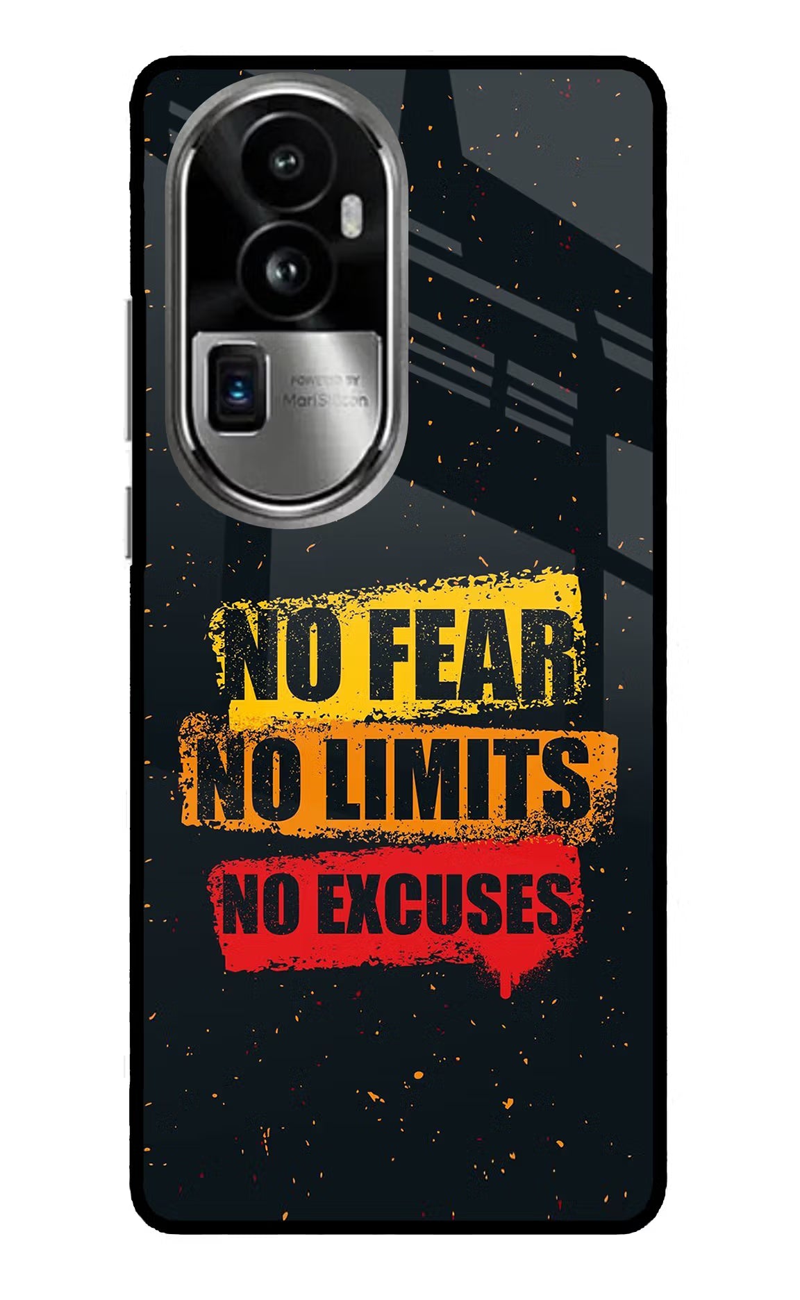 No Fear No Limits No Excuse Oppo Reno10 Pro+ 5G Glass Case Back Cover by Casekaro
