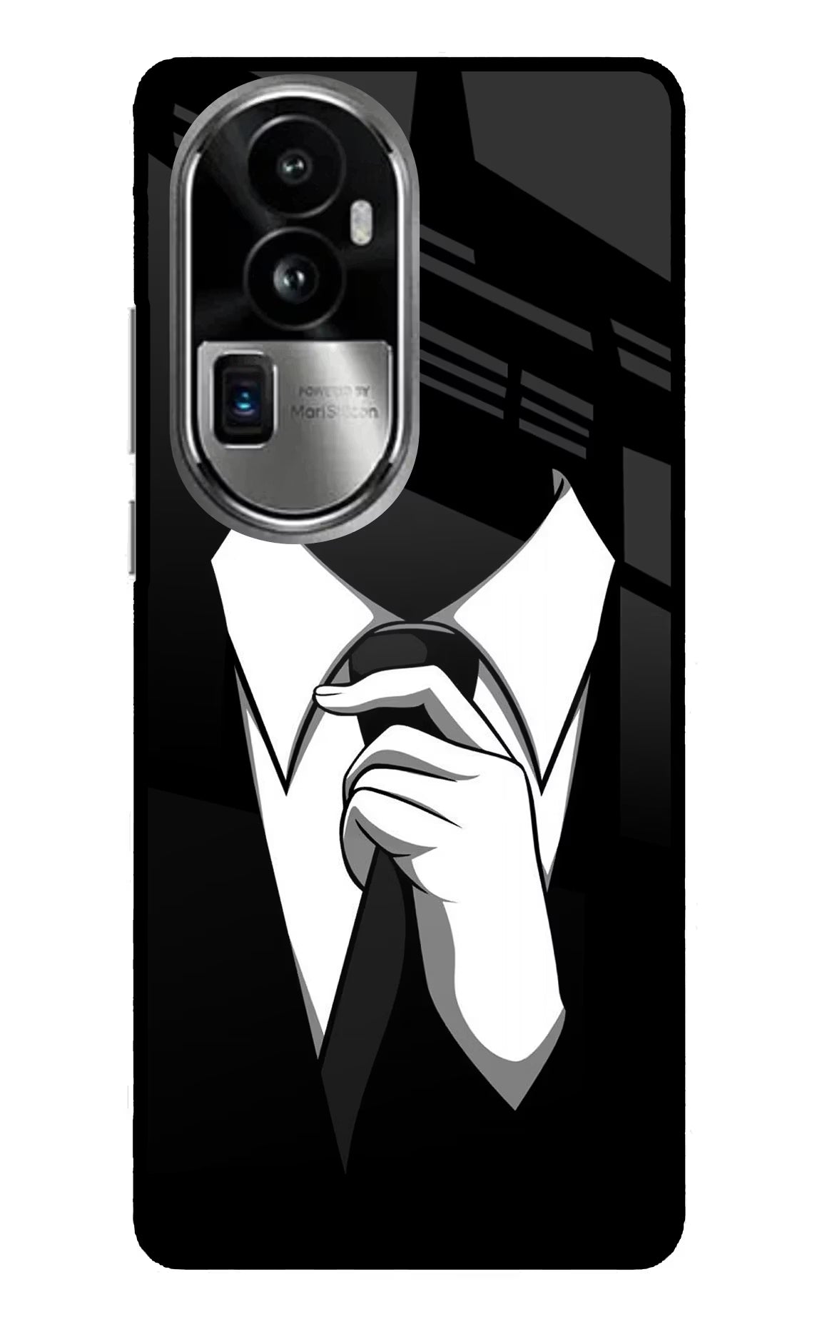 Black Tie Oppo Reno10 Pro+ 5G Glass Case Back Cover by Casekaro
