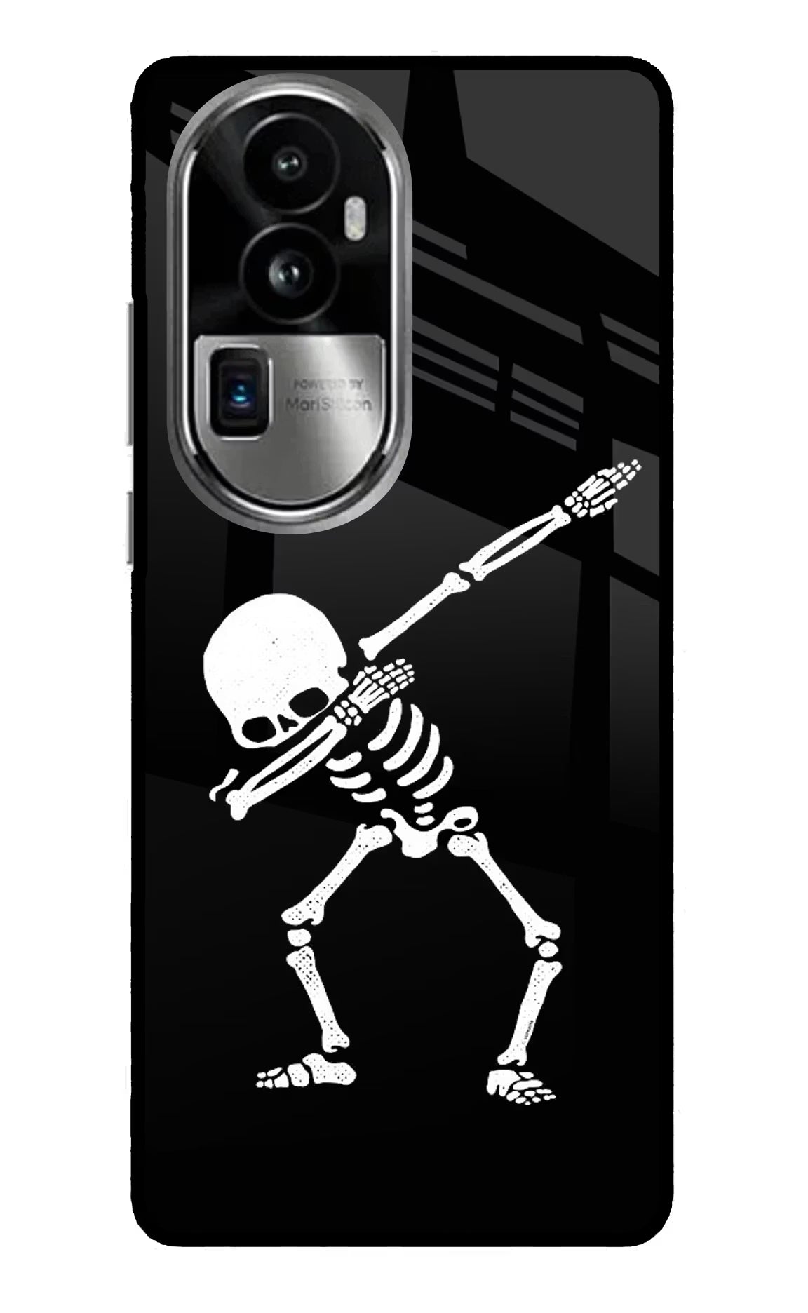Dabbing Skeleton Art Oppo Reno10 Pro+ 5G Glass Case Back Cover by Casekaro