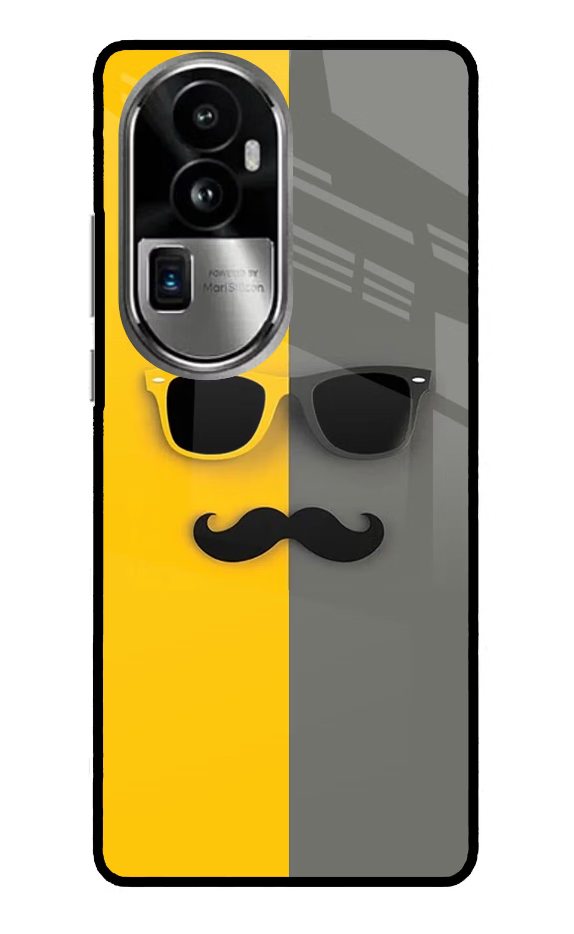Sunglasses with Mustache Oppo Reno10 Pro+ 5G Glass Case Back Cover by Casekaro