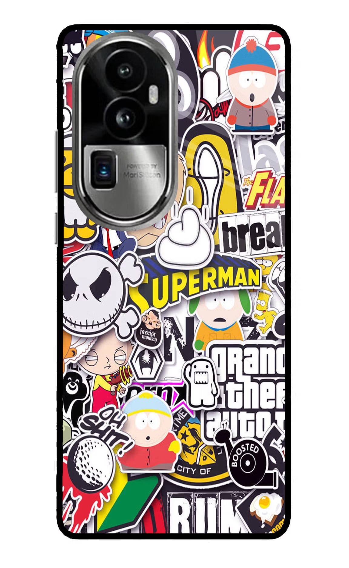 Sticker Bomb Oppo Reno10 Pro+ 5G Glass Case Back Cover by Casekaro