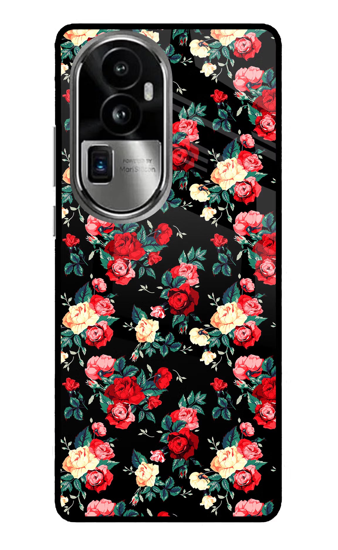Rose Pattern Oppo Reno10 Pro+ 5G Glass Case Back Cover by Casekaro