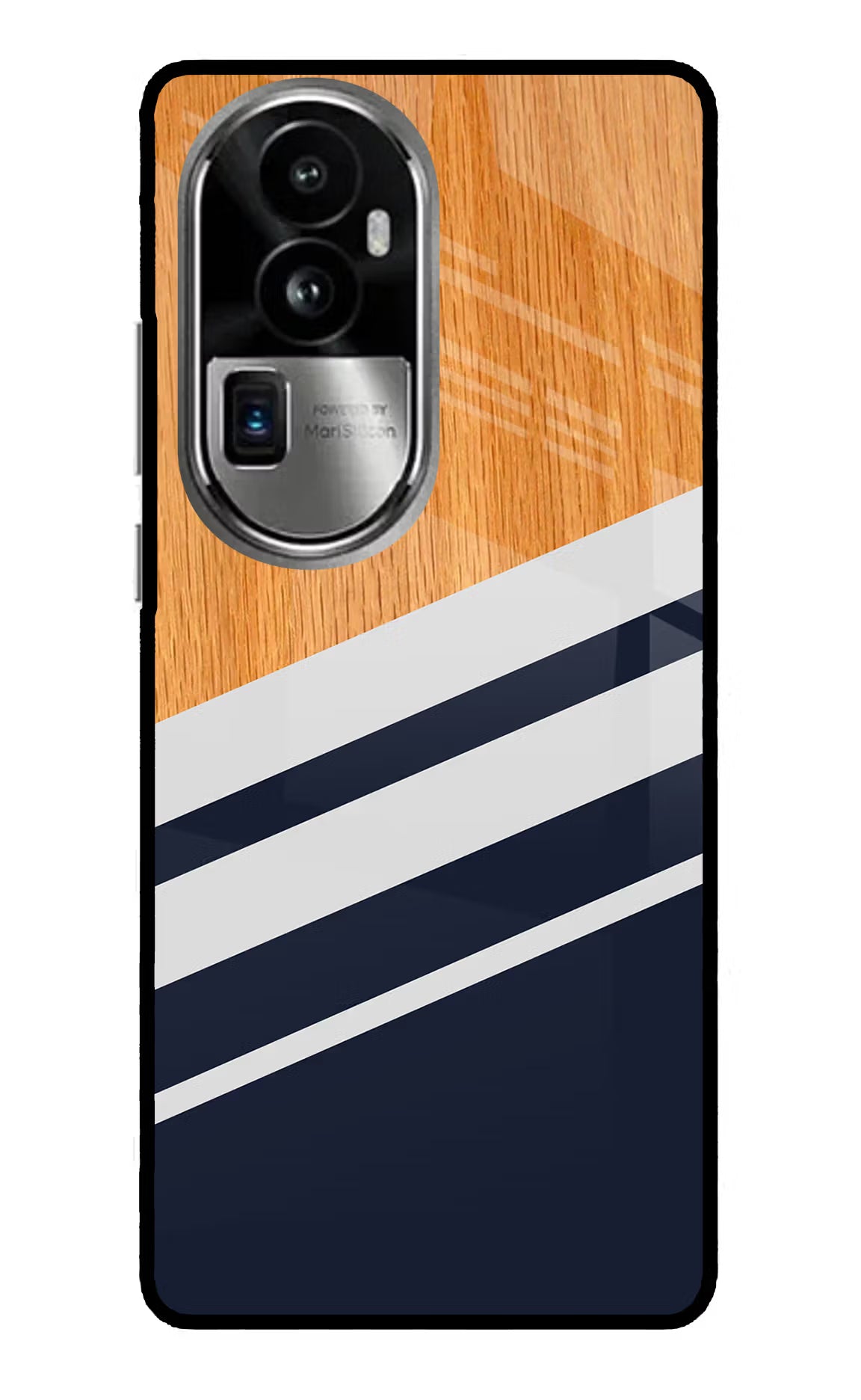 Blue and white wooden Oppo Reno10 Pro+ 5G Glass Case Back Cover by Casekaro
