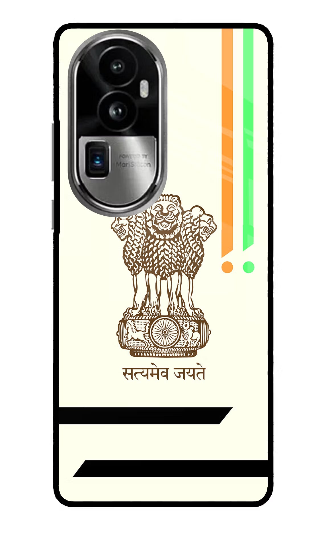 Satyamev Jayate Brown Logo Oppo Reno10 Pro+ 5G Glass Case Back Cover by Casekaro