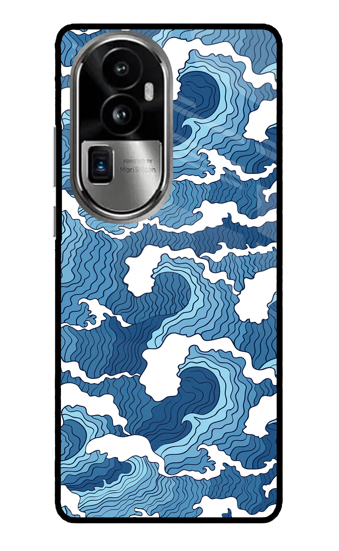 Blue Waves Oppo Reno10 Pro+ 5G Glass Case Back Cover by Casekaro