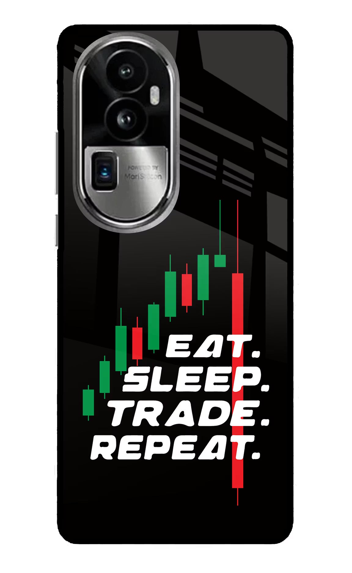 Eat Sleep Trade Repeat Oppo Reno10 Pro+ 5G Glass Case Back Cover by Casekaro