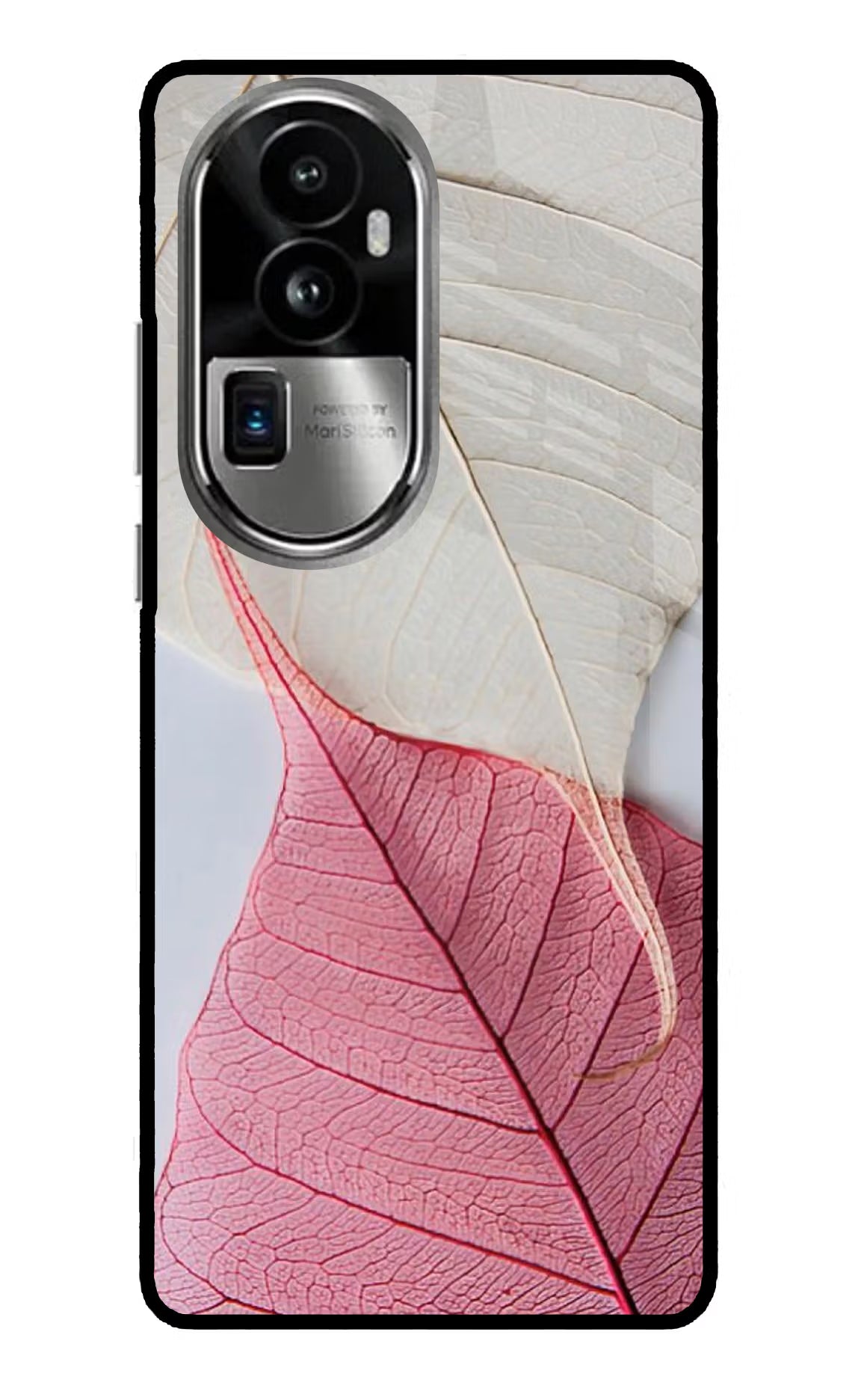 White Pink Leaf Oppo Reno10 Pro+ 5G Glass Case Back Cover by Casekaro