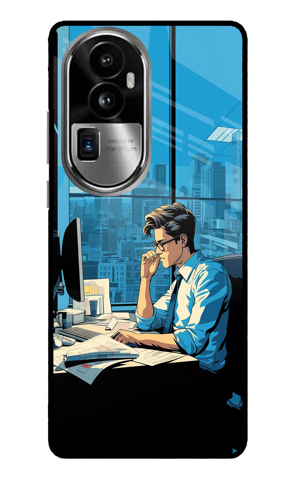 Focused Hustler (AI Generated) Oppo Reno10 Pro+ 5G Glass Case Back Cover by Casekaro