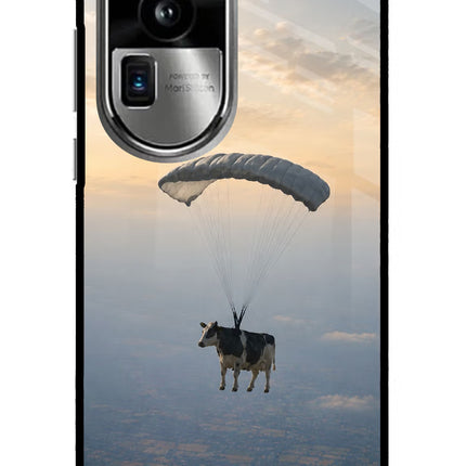 Skydiving Cow Oppo Reno10 Pro+ 5G Glass Case