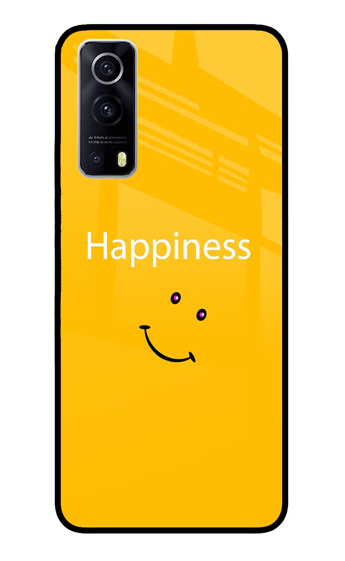 Happiness With Smiley iQOO Z3 5G Glass Case Back Cover by Casekaro