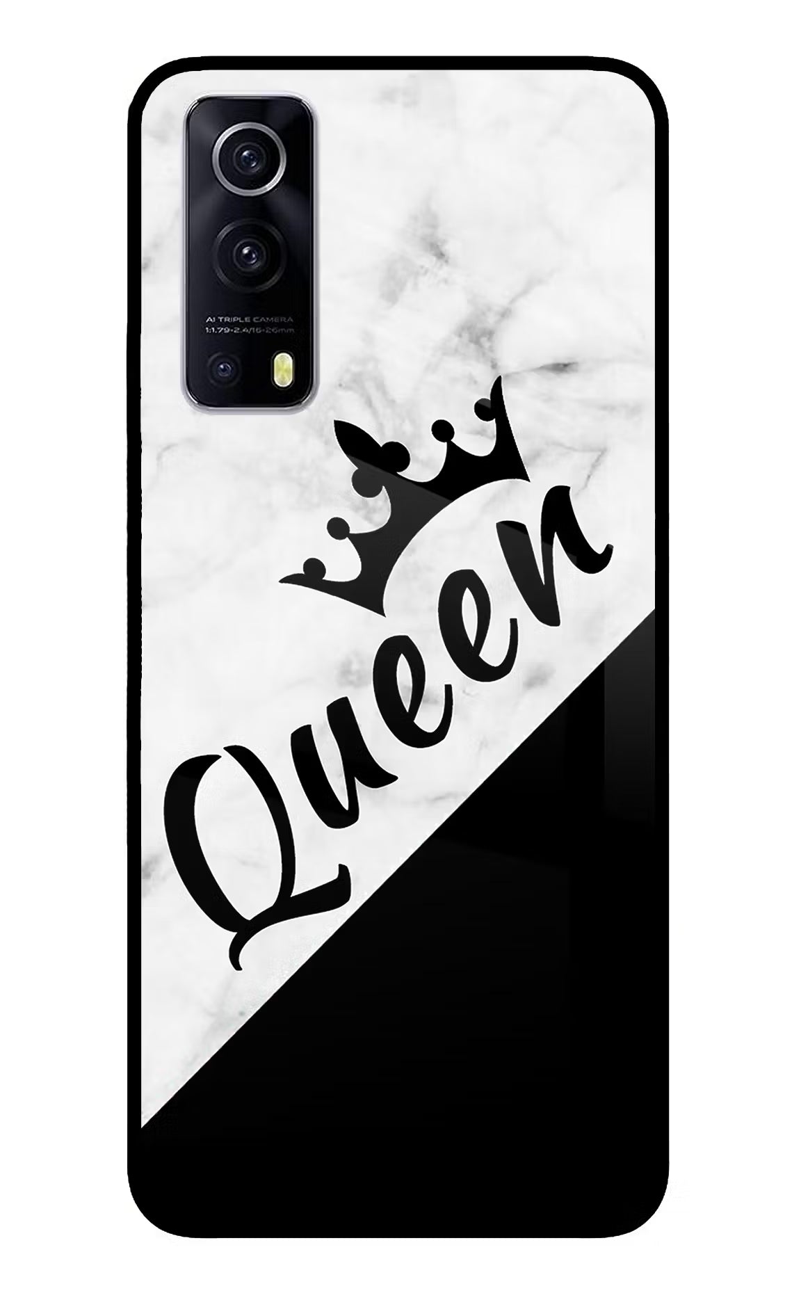Queen iQOO Z3 5G Glass Case Back Cover by Casekaro