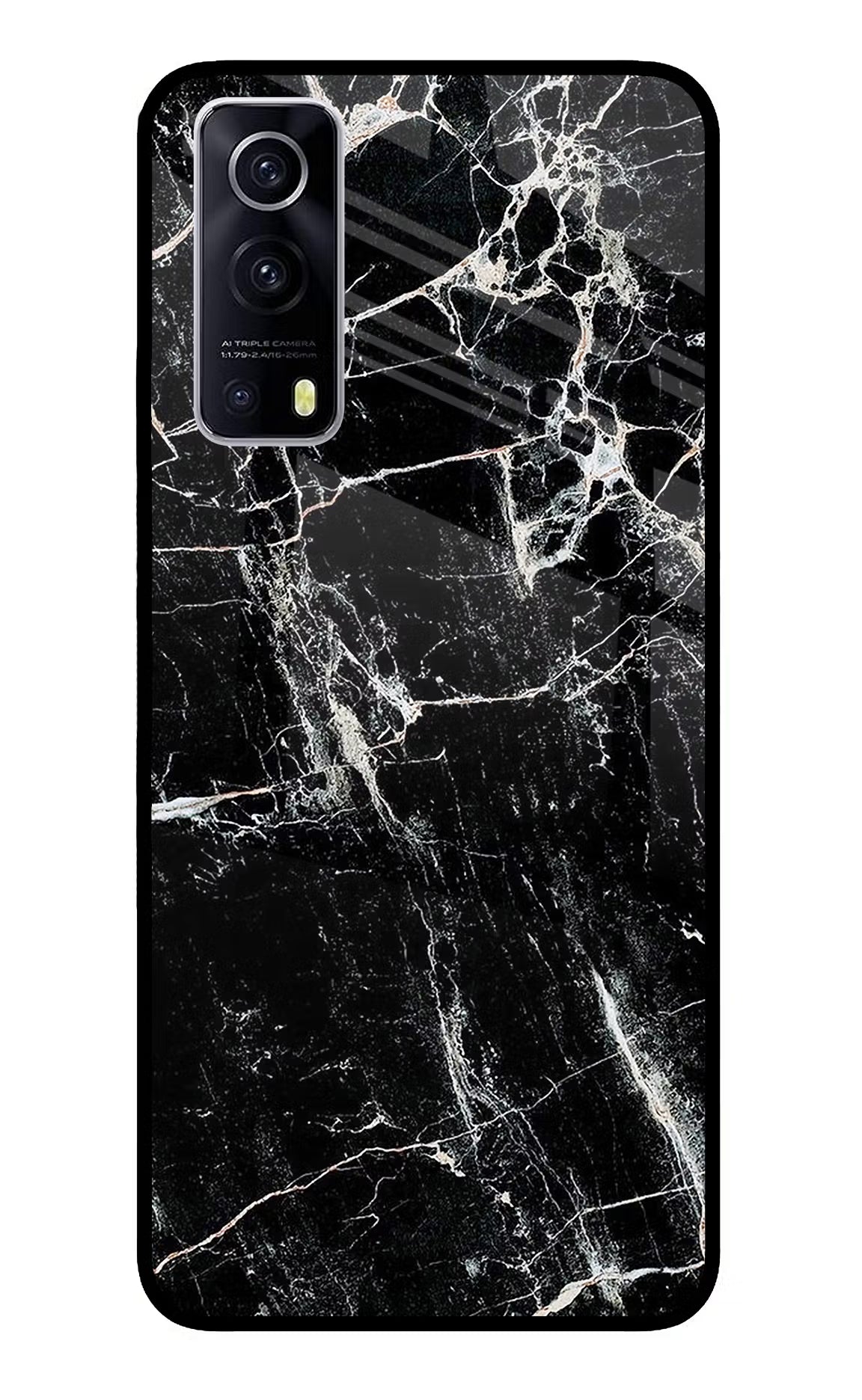 Black Marble Texture iQOO Z3 5G Glass Case Back Cover by Casekaro