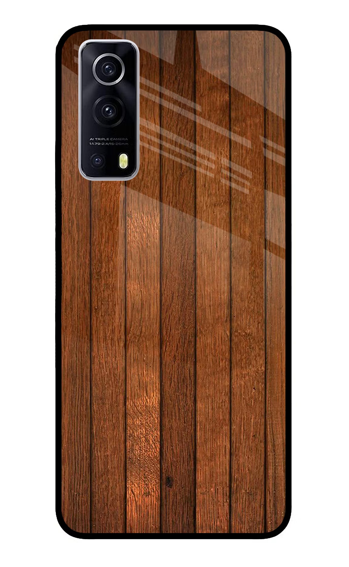 Wooden Artwork Bands iQOO Z3 5G Glass Case Back Cover by Casekaro