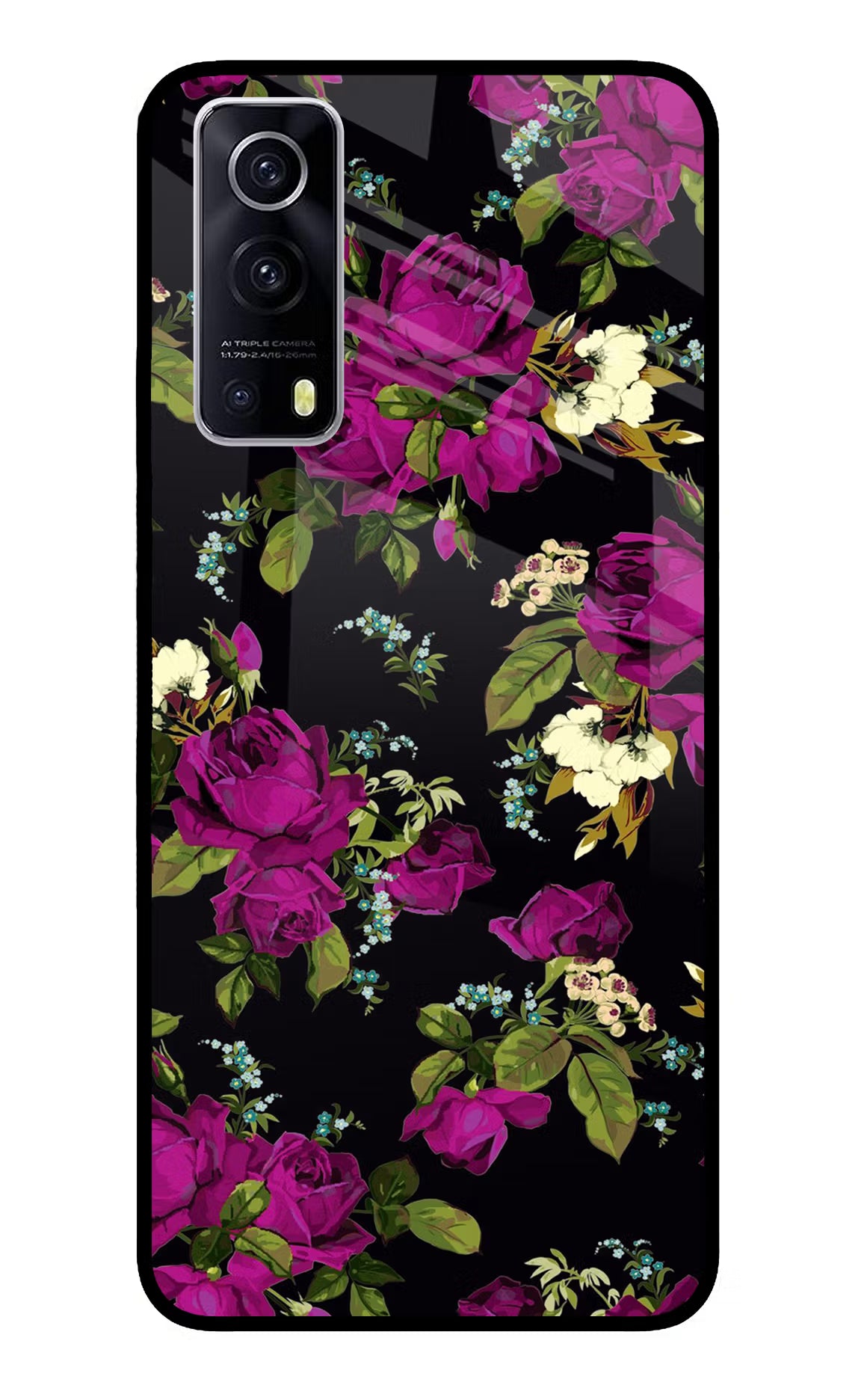 Flowers iQOO Z3 5G Glass Case Back Cover by Casekaro