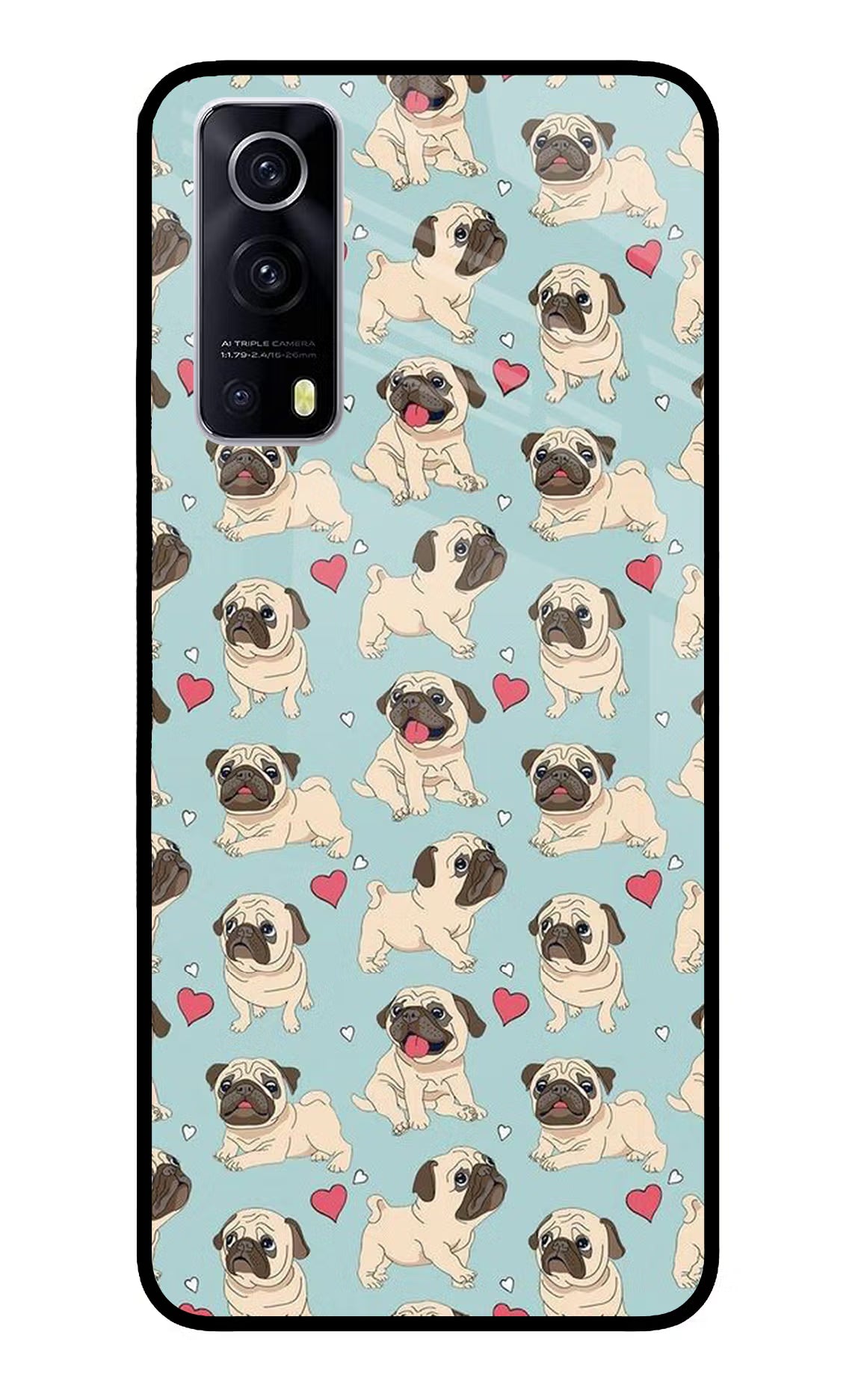 Pug Dog iQOO Z3 5G Glass Case Back Cover by Casekaro