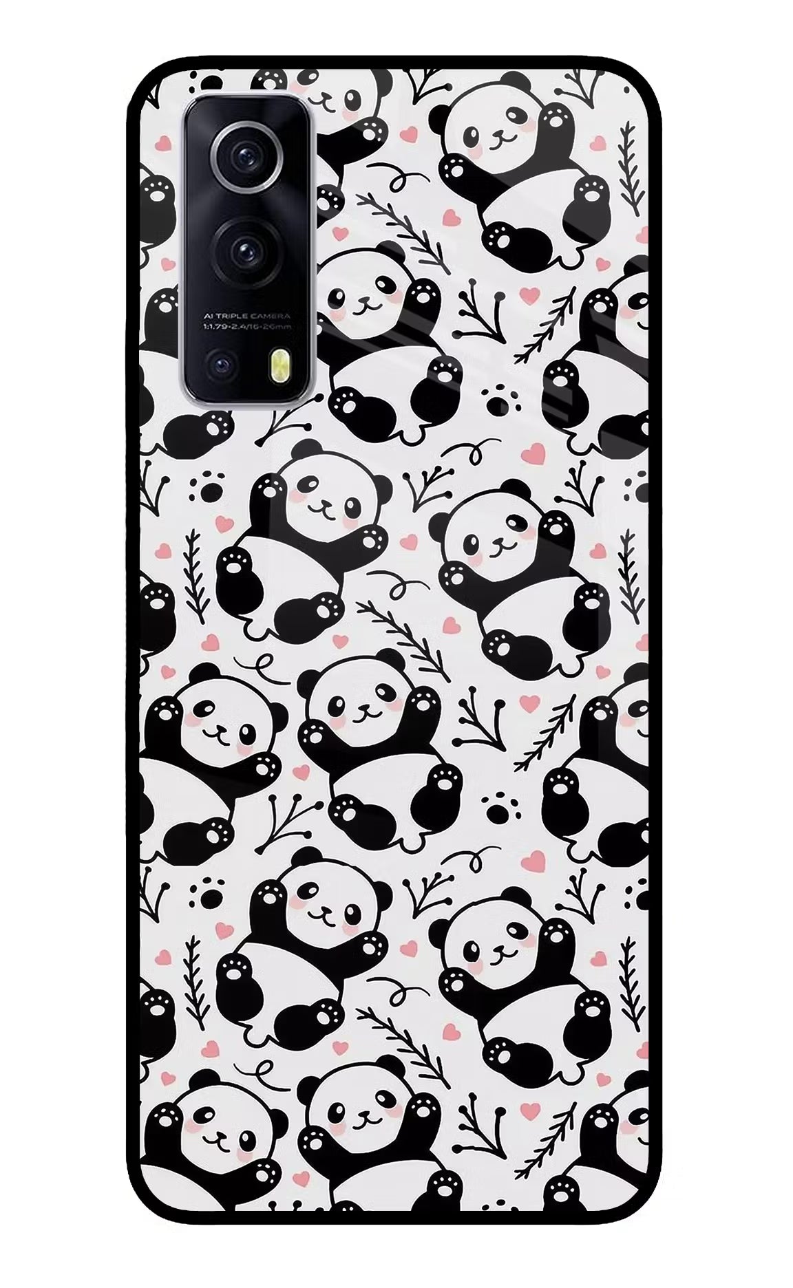 Cute Panda iQOO Z3 5G Glass Case Back Cover by Casekaro