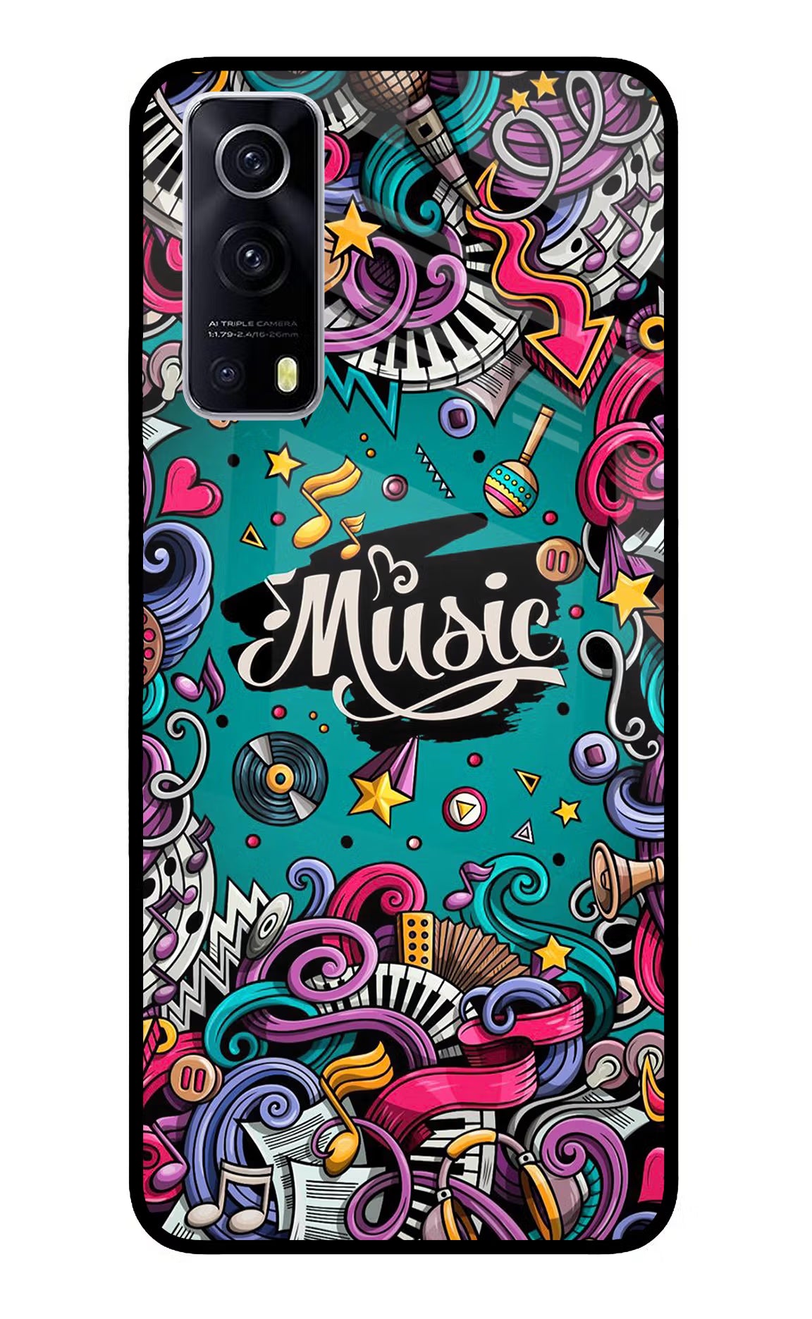 Music Graffiti iQOO Z3 5G Glass Case Back Cover by Casekaro