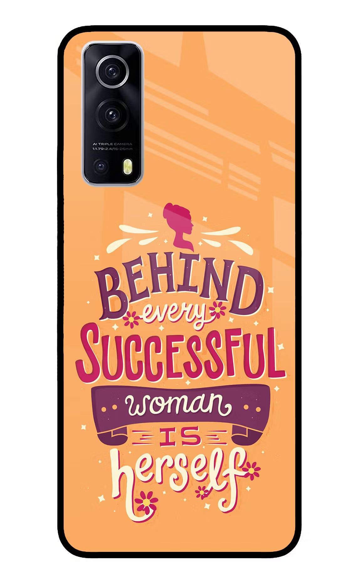 Behind Every Successful Woman There Is Herself iQOO Z3 5G Glass Case Back Cover by Casekaro