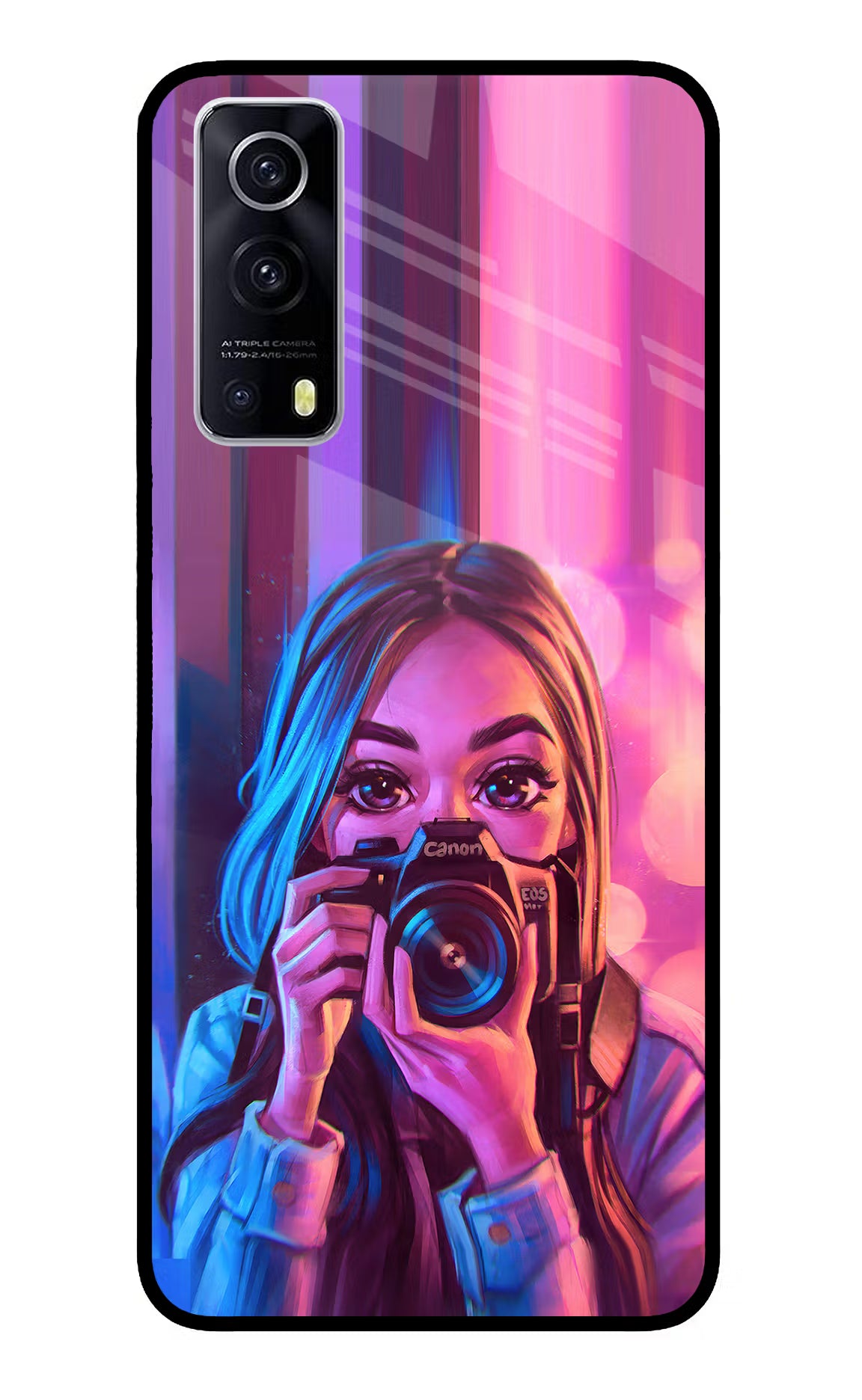 Girl Photographer iQOO Z3 5G Glass Case Back Cover by Casekaro