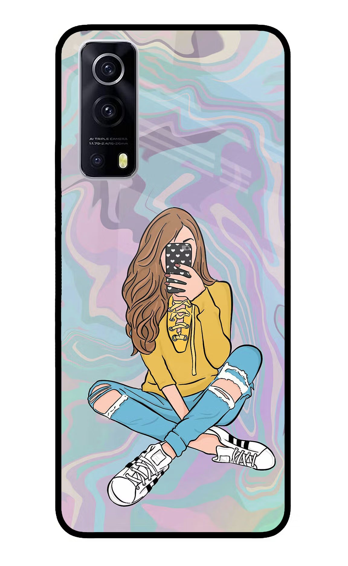 Selfie Girl iQOO Z3 5G Glass Case Back Cover by Casekaro