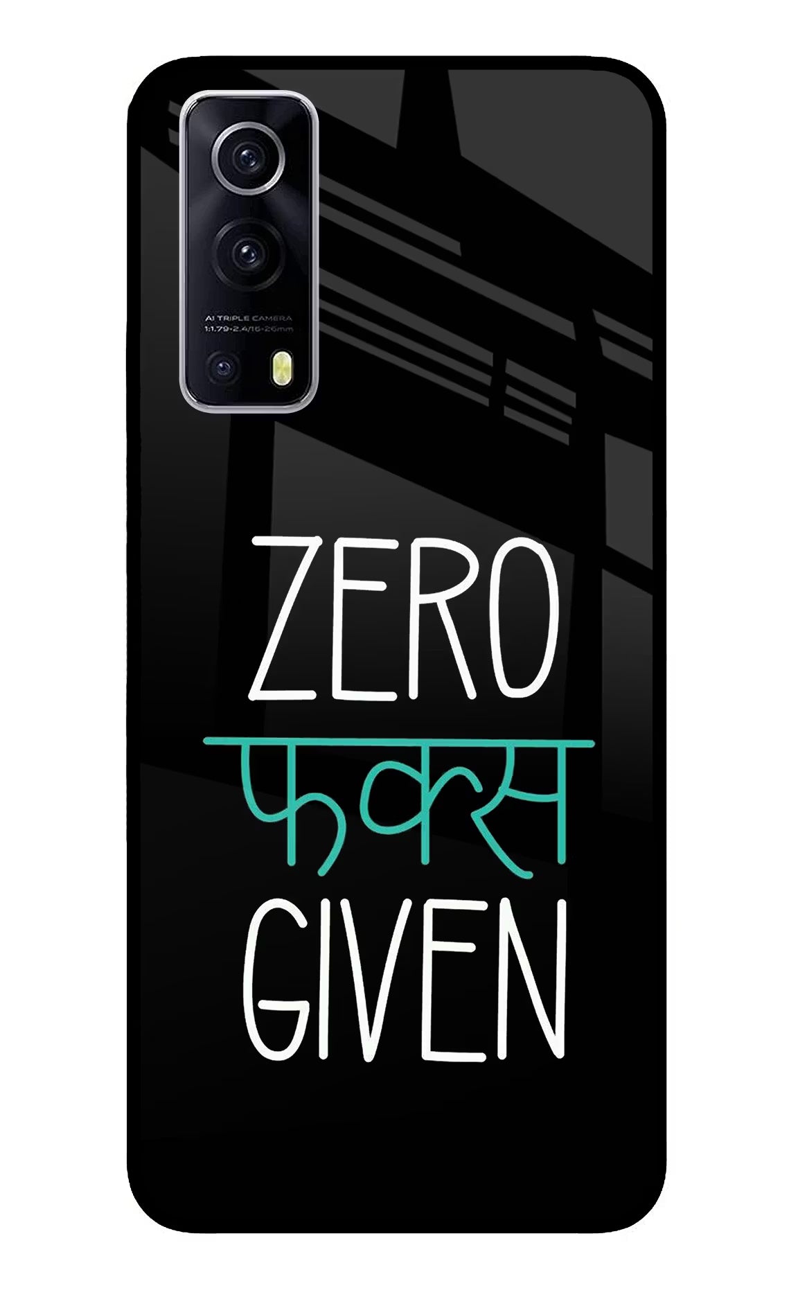 Zero Fucks Given iQOO Z3 5G Glass Case Back Cover by Casekaro