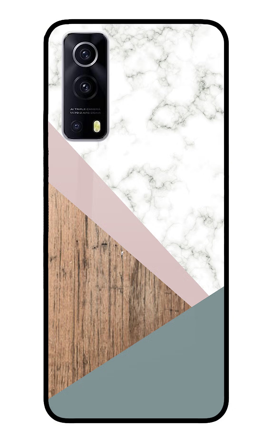 Marble wood Abstract iQOO Z3 5G Glass Case Back Cover by Casekaro