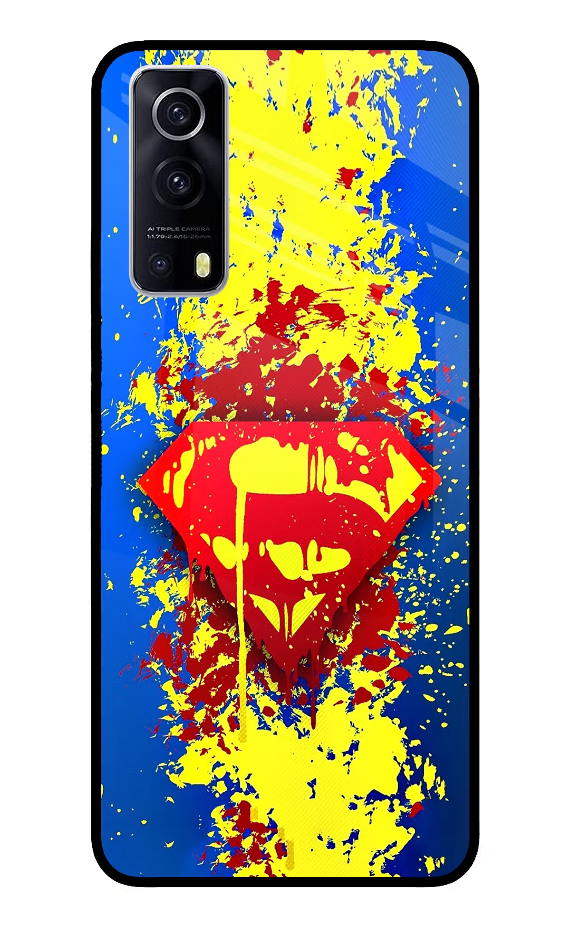 Superman logo iQOO Z3 5G Glass Case Back Cover by Casekaro