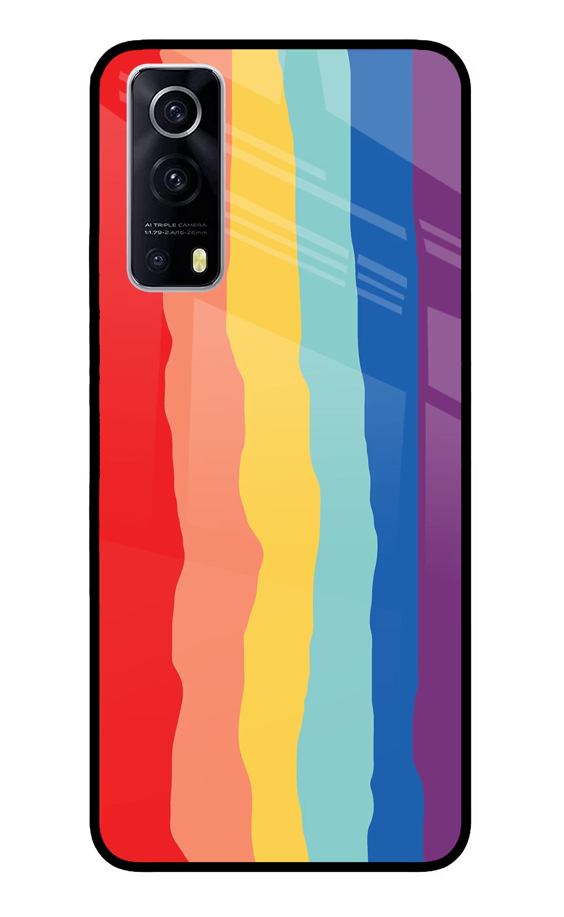 Rainbow iQOO Z3 5G Glass Case Back Cover by Casekaro