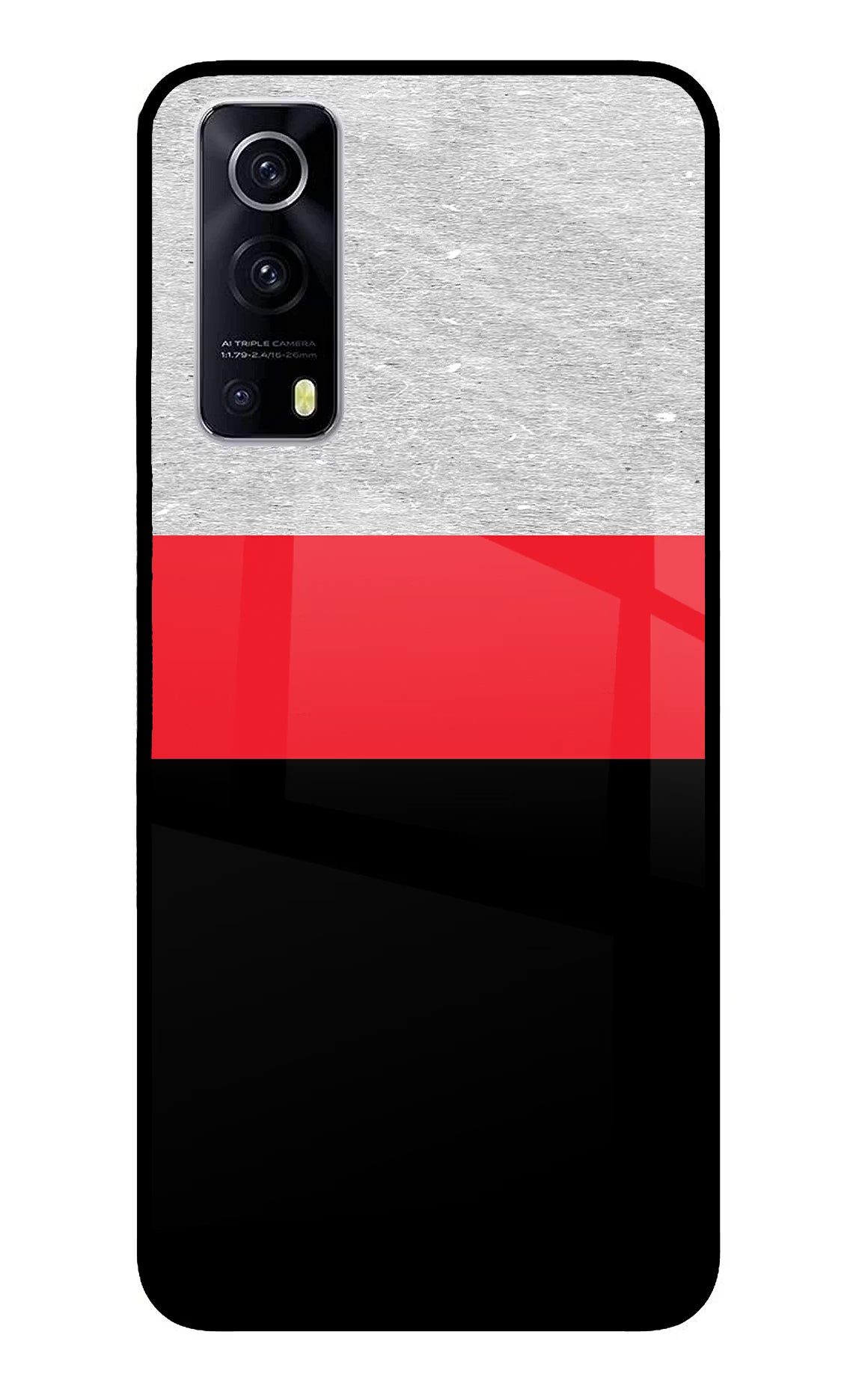 Tri Color Pattern iQOO Z3 5G Glass Case Back Cover by Casekaro