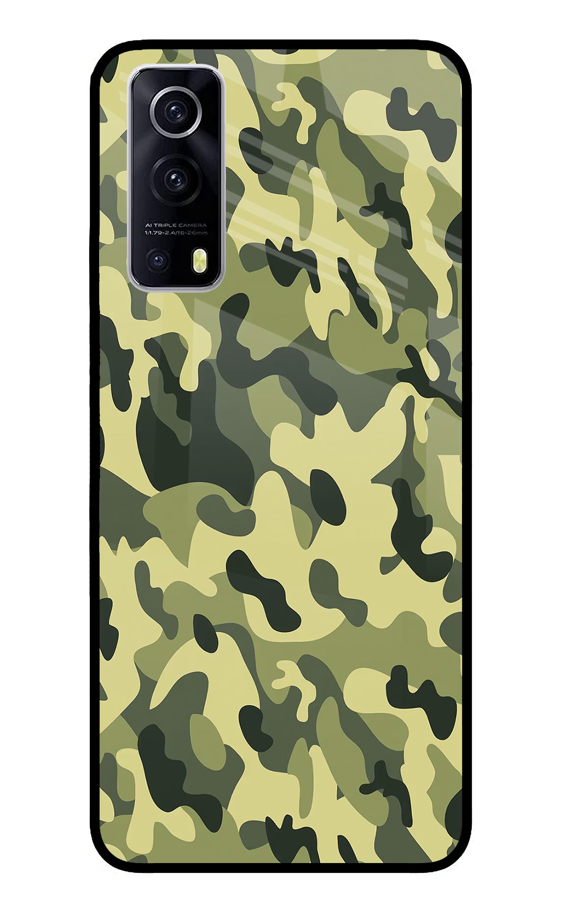 Camouflage iQOO Z3 5G Glass Case Back Cover by Casekaro