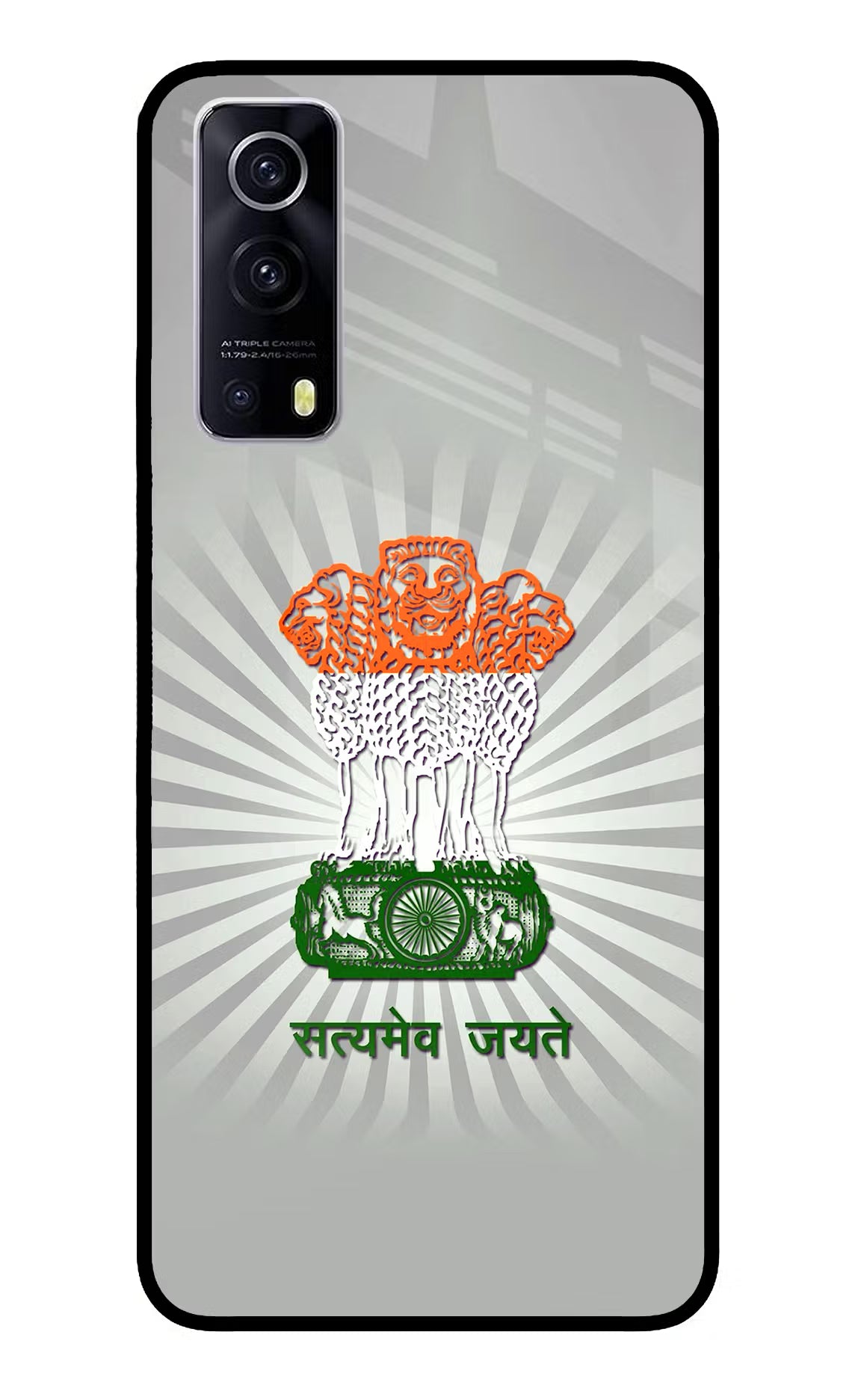 Satyamev Jayate Art iQOO Z3 5G Glass Case Back Cover by Casekaro