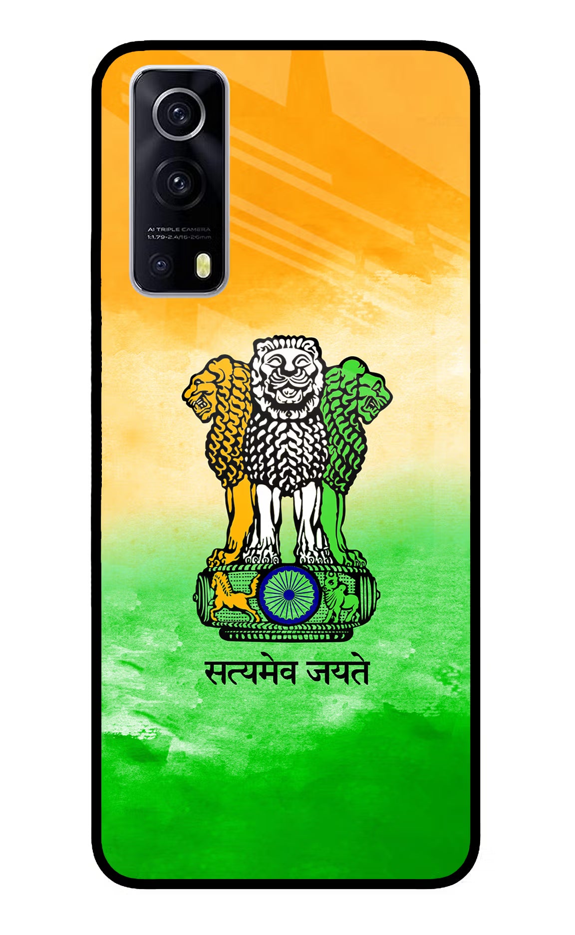 Satyamev Jayate Flag iQOO Z3 5G Glass Case Back Cover by Casekaro