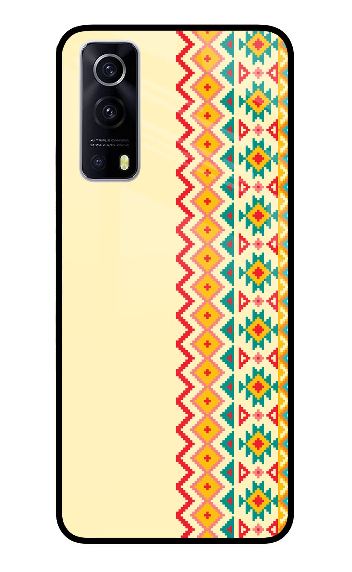 Ethnic Seamless iQOO Z3 5G Glass Case Back Cover by Casekaro