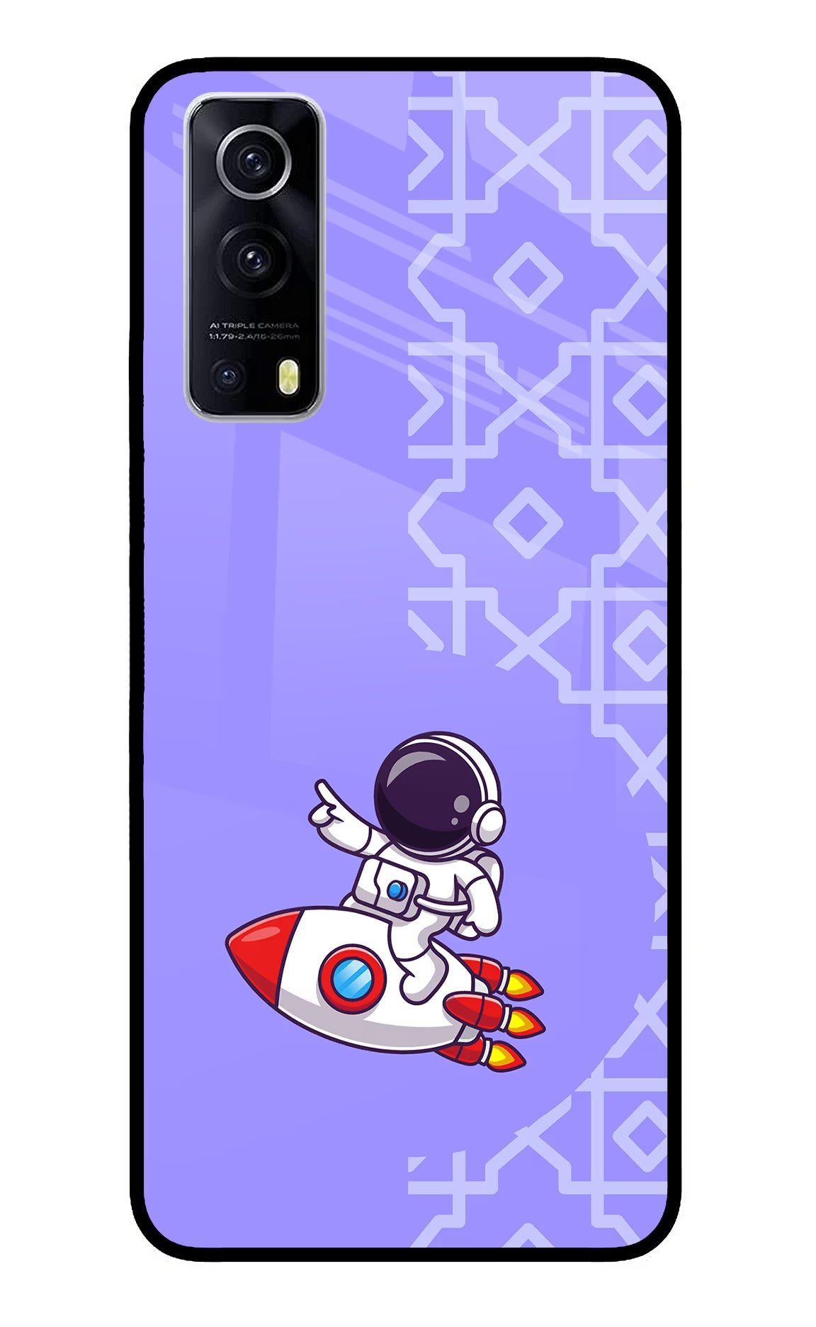 Cute Astronaut iQOO Z3 5G Glass Case Back Cover by Casekaro