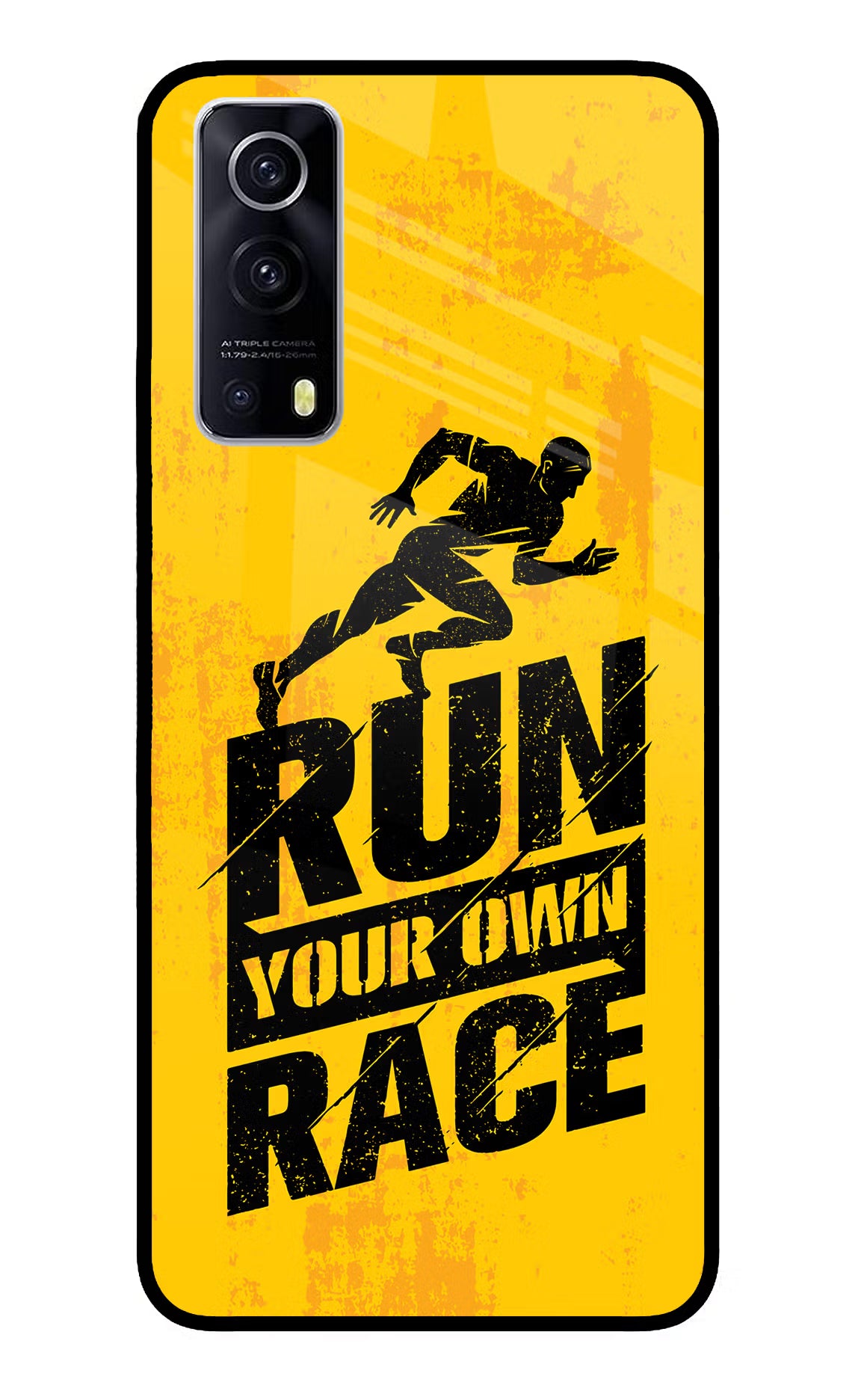 Run Your Own Race iQOO Z3 5G Glass Case Back Cover by Casekaro