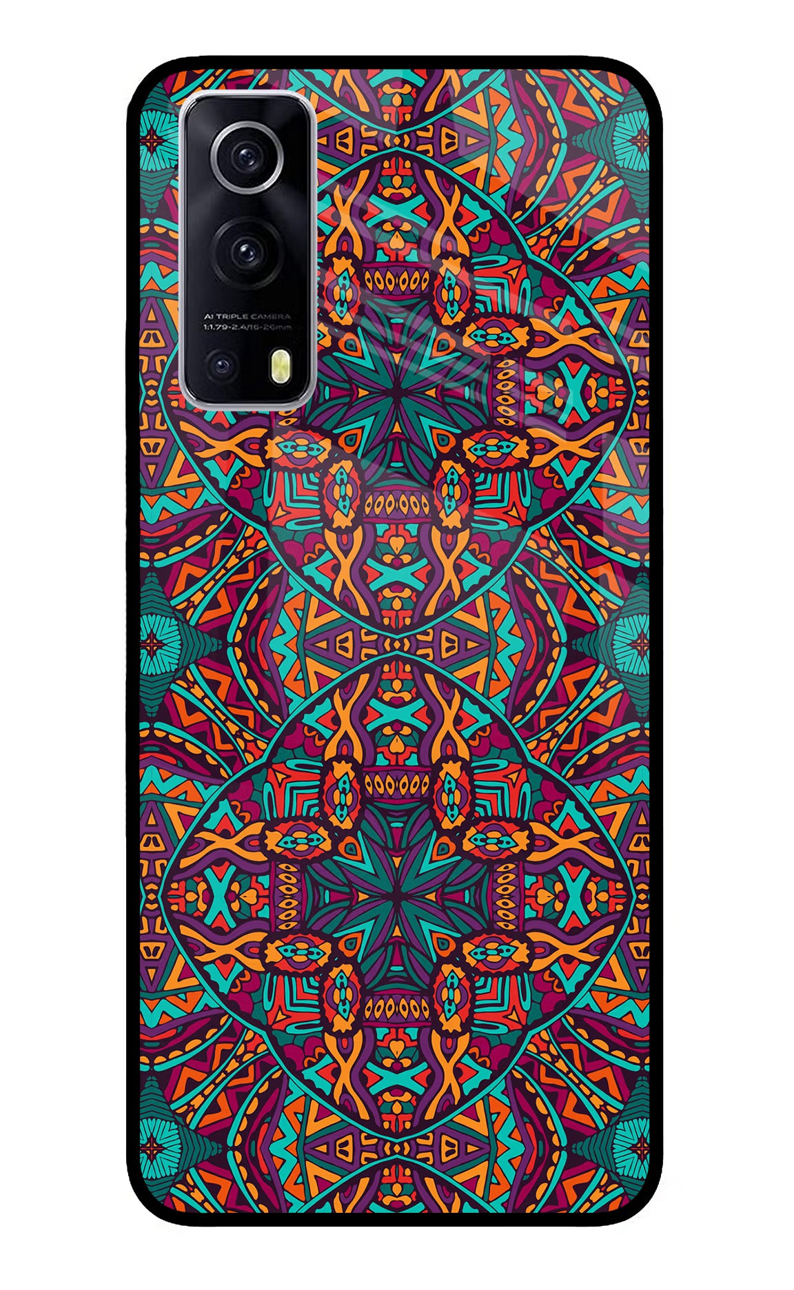 Colour Mandala iQOO Z3 5G Glass Case Back Cover by Casekaro