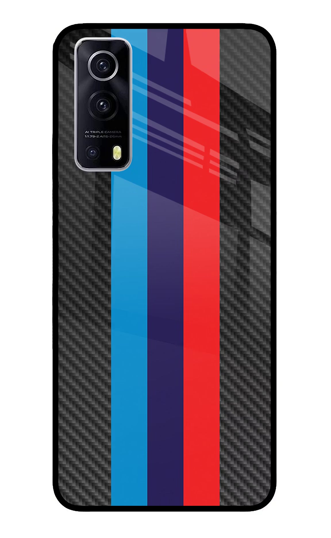 BMW Stripes Pattern iQOO Z3 5G Glass Case Back Cover by Casekaro