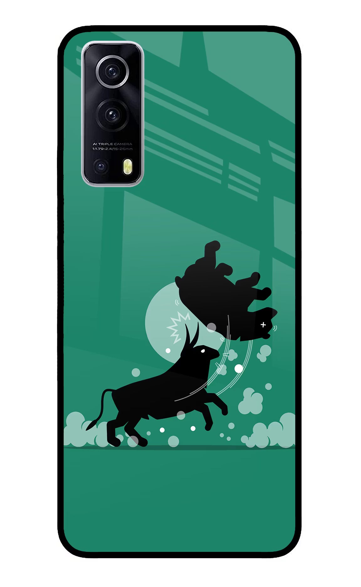 Bull Conqueror iQOO Z3 5G Glass Case Back Cover by Casekaro