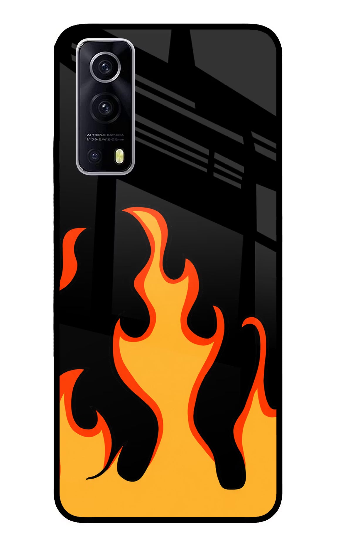 Fired Up – Black iQOO Z3 5G Glass Case Back Cover by Casekaro