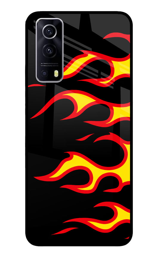 Side Sweep Flames iQOO Z3 5G Glass Case