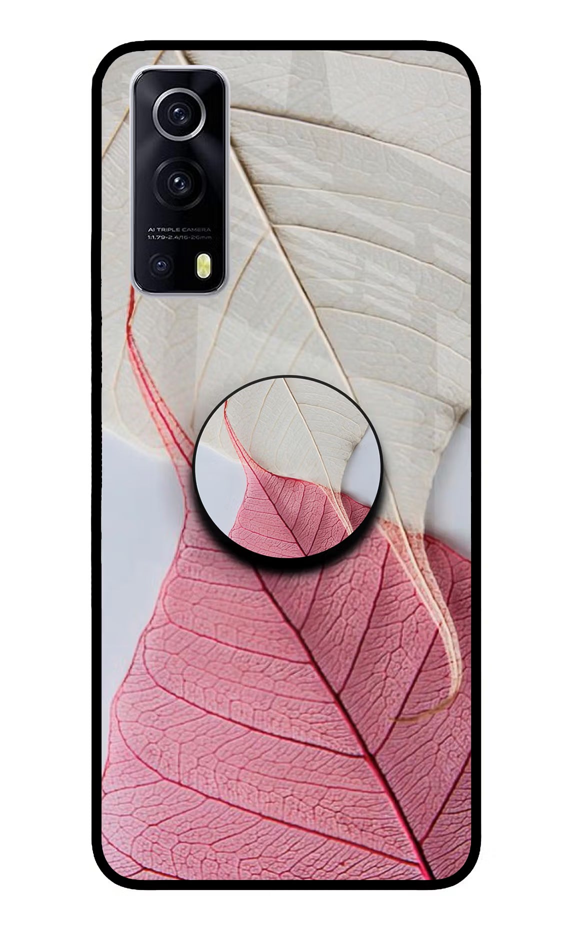 White Pink Leaf iQOO Z3 5G Pop Case by Casekaro