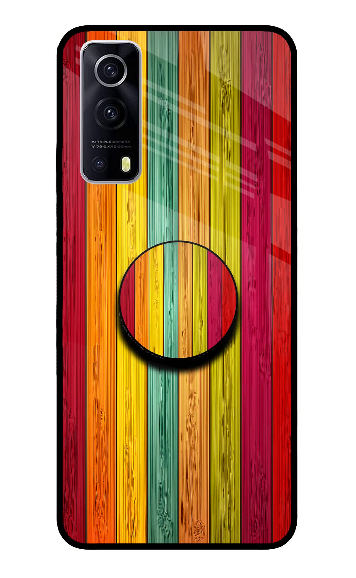 Multicolor Wooden iQOO Z3 5G Pop Case by Casekaro