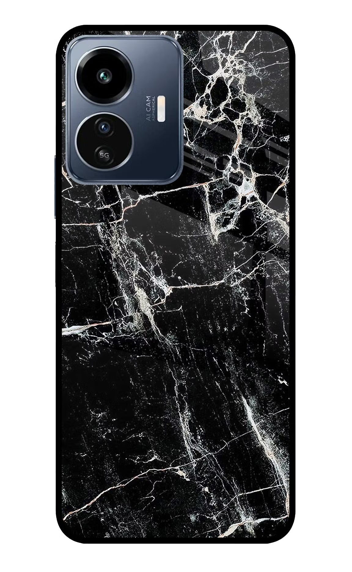 Black Marble Texture IQOO Z6 Lite 5G Glass Case