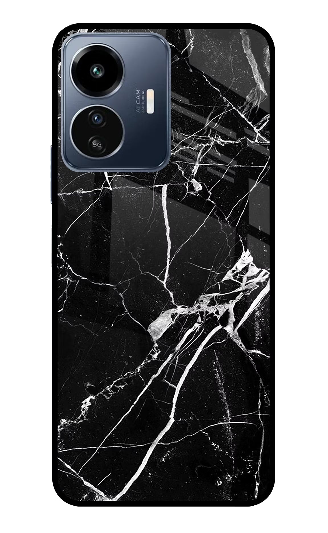 Black Marble Pattern IQOO Z6 Lite 5G Glass Case