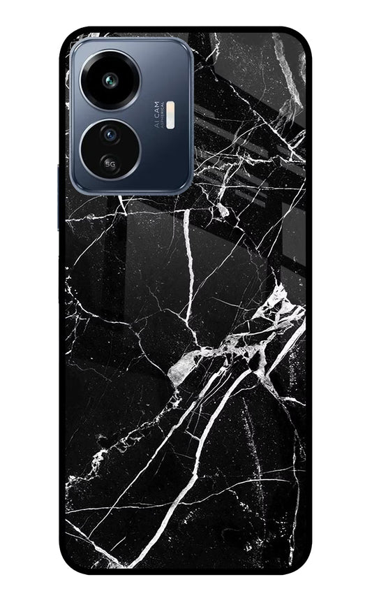 Black Marble Pattern IQOO Z6 Lite 5G Glass Case