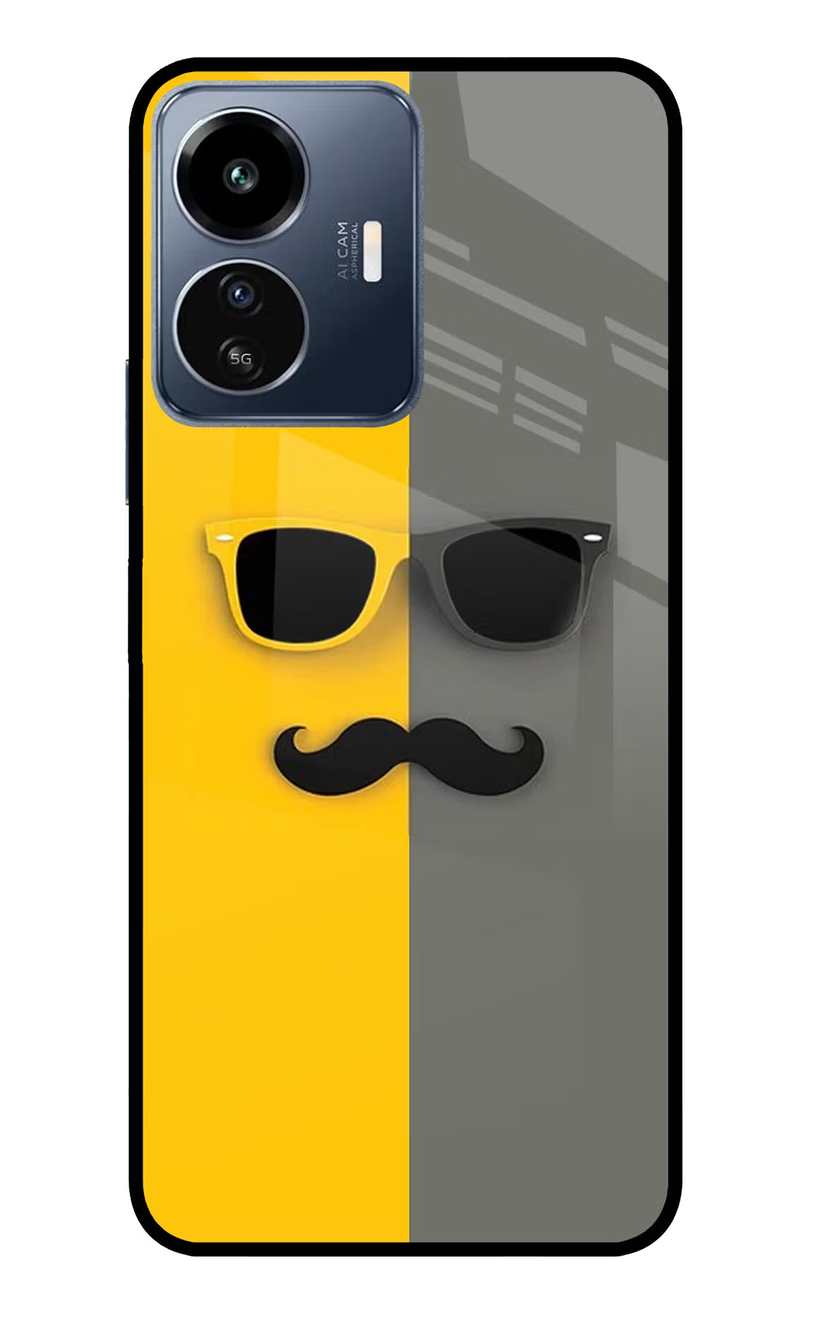 Sunglasses with Mustache IQOO Z6 Lite 5G Glass Case